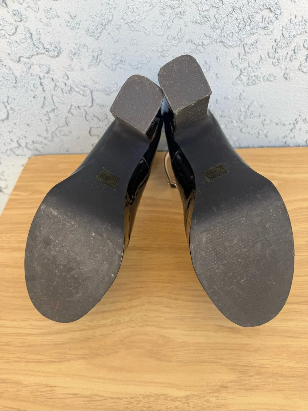 So Me Black Patent Platform Ankle Strap Mary Jane Heels 10